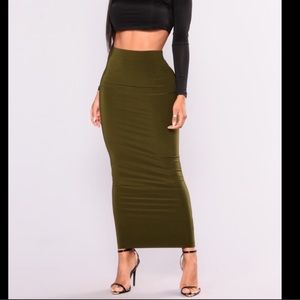 Fashion Nova Olive Green Bodycon Maxi Skirt